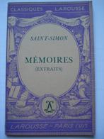 4. Saint-Simon Mémoires (extraits) Classiques Larousse 1939, Gelezen, Verzenden, Claude Henri de Rouvroy, Europa overig