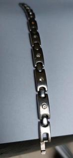 Bracelet métal argenté et pierres 19cm, Argent, Utilisé, Enlèvement ou Envoi, Argent