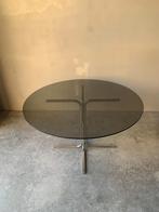 Jaren ‘70 eettafel, Huis en Inrichting, Tafels | Salontafels, Ophalen, Zo goed als nieuw, Rond, Glas