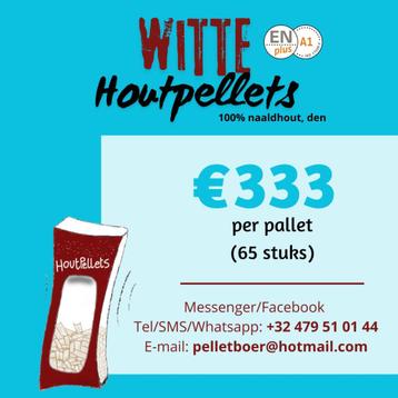 pellets houtpellets witte 100 prct naaldhout Den EN Plus A1, Tuin en Terras, Brandhout, Ophalen of Verzenden