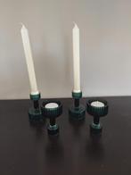 Vintage 4 gegroefde glazen kandelaars met gouden rand, Antiek en Kunst, Antiek | Glaswerk en Kristal, Ophalen