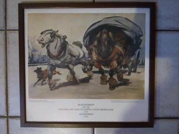 Alfred Ost kader  met poster 1945 Dierkunde Antwerpen  beschikbaar voor biedingen