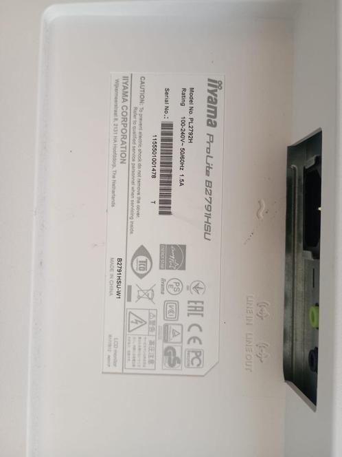 Witte monitor - iiyama ProLite B2791HSU-W1 - 27", Computers en Software, Monitoren, Gebruikt, 61 t/m 100 Hz, DisplayPort, HDMI