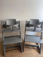Grijze stokke tripp trapp kinderstoelen, incl babyset, Ophalen