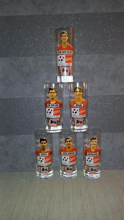 Rode Duivels 1990 glazen, Verzamelen, Sportartikelen en Voetbal, Gebruikt, Overige typen, Ophalen of Verzenden