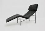 Chaise longue vintage en cuir noir design par Tord-Björklund, Maison & Meubles, Chaises, Comme neuf, Noir, Cuir, Enlèvement