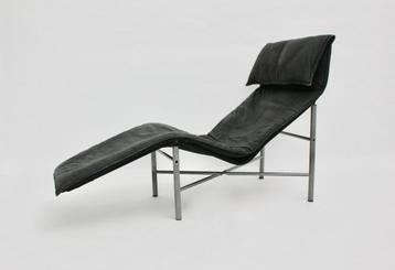 Chaise longue vintage en cuir noir design par Tord-Björklund