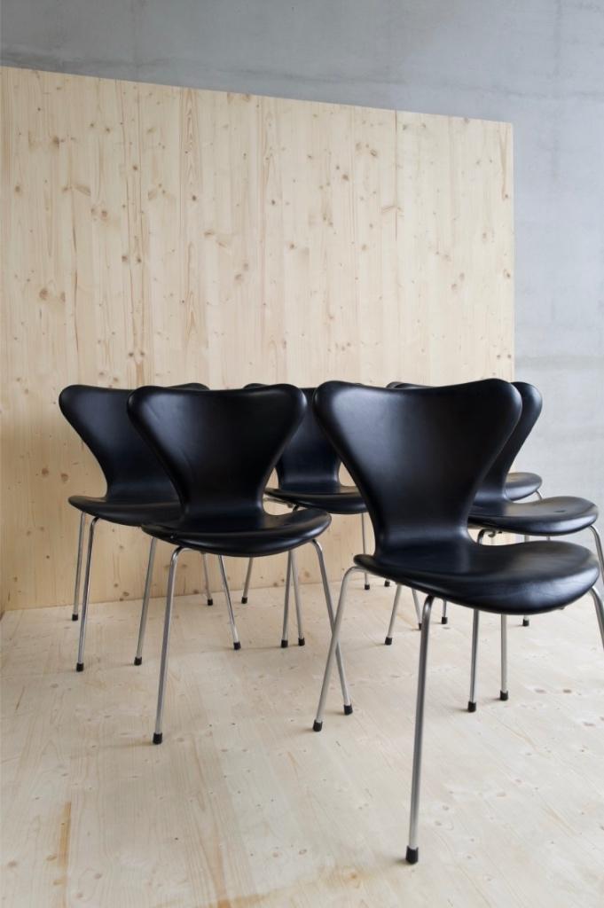 Design stoelen te koop – Fritz Hansen Serie 7 (set van 6), Maison & Meubles, Chaises, Noir, Enlèvement