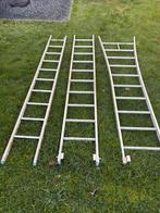 Ladder met 3 elementen 2,80 m aluminium 10 treden, Doe-het-zelf en Bouw, Ladders en Trappen, Ophalen, Zo goed als nieuw, Ladder