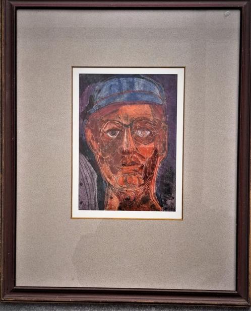 Rudolf Lühr 1935-2014 Tempera "Roter Fischerkopf", Antiquités & Art, Art | Peinture | Moderne, Enlèvement ou Envoi