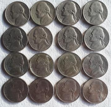 16 x U.S.A. : Serie 16 JEFFERSON NIKKELS 5 cent 1963/2001 beschikbaar voor biedingen