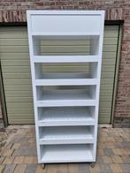 Stevige Witte houten Winkel Vitrine kast op wielen te koop!, Met plank(en), Gebruikt, 100 tot 150 cm, 25 tot 50 cm