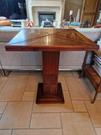 Art Deco-speeltafel in marqueterie met een vierkant (in vier, Antiek en Kunst, Antiek | Meubels | Tafels, Ophalen of Verzenden