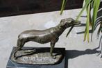 standbeeld van een windhond op marmer gesigneerd..., Ophalen, Brons