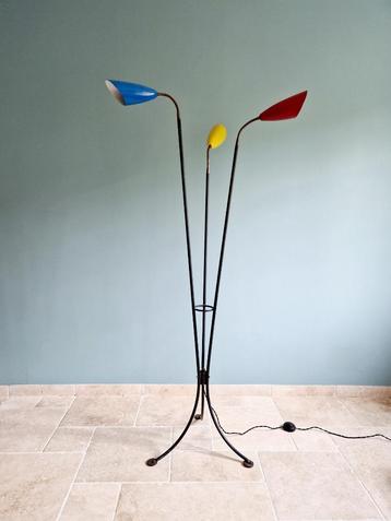 Lampadaire tripode avec 3 feux articulés, années 1950