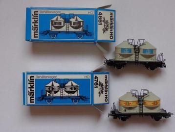 Marklin ho DB Lot de 2 wagons-containers 4661 et 4761. beschikbaar voor biedingen