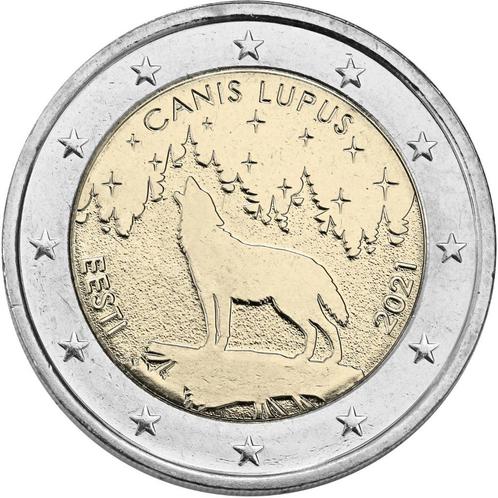 2 euros Estonie 2021 - Animal national le Loup (UNC), Timbres & Monnaies, Monnaies | Europe | Monnaies euro, Monnaie en vrac, 2 euros
