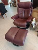 Stressless magic zetel met voetenbank, Huis en Inrichting, Fauteuils, Ophalen, Zo goed als nieuw, Leer, Leder bordeau