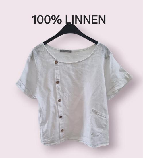 ✨️LINNEN Blouse  - Maat M - Pracht staat✨️, Kleding | Dames, Blouses en Tunieken, Zo goed als nieuw, Maat 38/40 (M), Wit, Ophalen of Verzenden