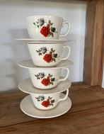 Set van 7 kopjes en ondertassen Boch rode rozen, Antiek en Kunst, Ophalen of Verzenden