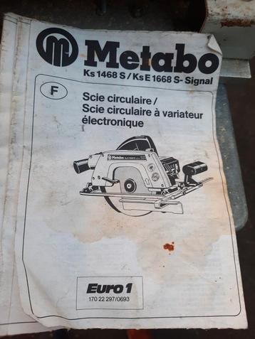 Scie circulaire Metabo avec table et aspirateur, Scie circulaire