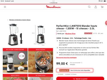Moulinex perfectmix blender, Enlèvement, Utilisé, Mélangeur