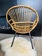 Vintage Rohe Noordwolde rotan fauteuil, jaren 50/60, Huis en Inrichting, Ophalen, Zo goed als nieuw, Zwart, Kunststof