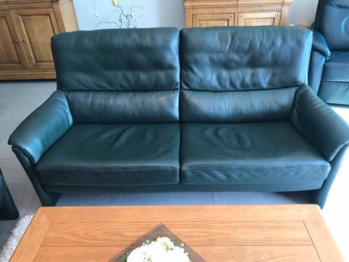 Salon - zetel - ECHT LEDER, Huis en Inrichting, Zetels | Zetels, Gebruikt, Vierpersoons of meer, Leer, Ophalen
