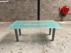 Glazen uitschuifbare eettafel, Huis en Inrichting, Tafels | Eettafels, Ophalen, Gebruikt, 200 cm of meer, 50 tot 100 cm