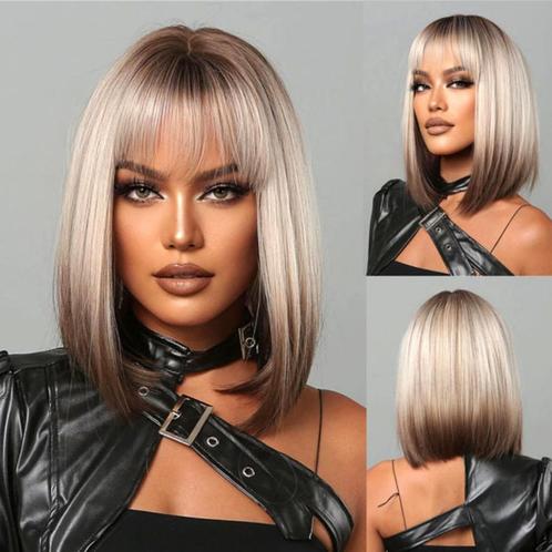 Pruik kort bob model met steil haar Nadia, Handtassen en Accessoires, Uiterlijk | Haarverzorging, Nieuw, Pruik of Haarverlenging