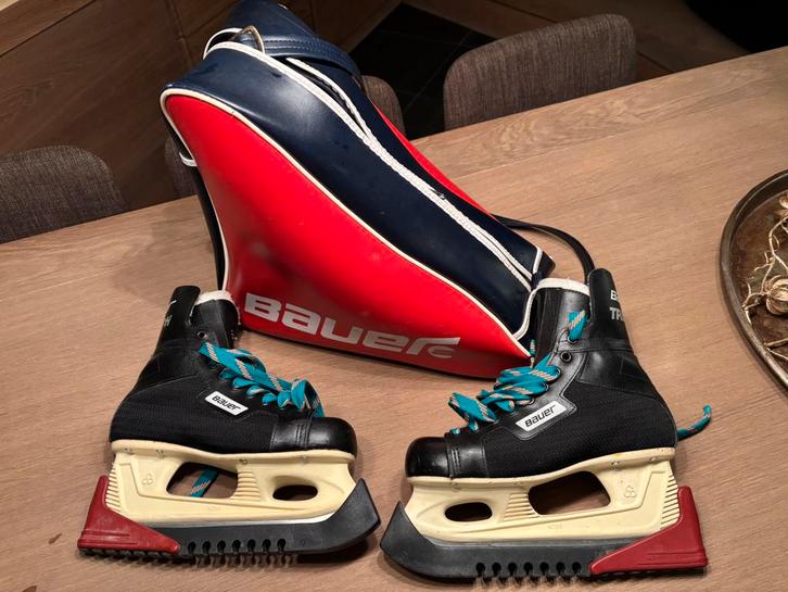 Vintage Bauer Triumph ijsschaatsen + retro Bauer schaatstas, Sports & Fitness, Patinage, Utilisé, Bauer, Enlèvement