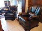 lederen salon, Huis en Inrichting, Ophalen, Zo goed als nieuw, Hout