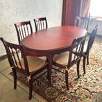 Table ovale avec rallonges et 6 chaises en merisier, Ophalen