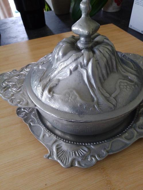mooie zware tinnen bonbonnière, Antiek en Kunst, Antiek | Glaswerk en Kristal, Ophalen