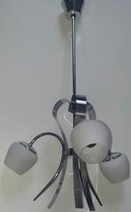 Design kroonluchter in chroom. 3 takken., Huis en Inrichting, Gebruikt, 50 tot 75 cm, Ophalen of Verzenden, Metaal