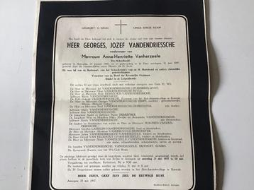 Rouwbrief doodsbrief Anzegem, Verzamelen, Ophalen of Verzenden