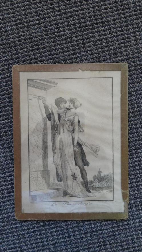 La phrase changée, prent van Maquet ca 19x14 cm, Antiek en Kunst, Kunst | Etsen en Gravures, Verzenden