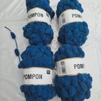 4 pelotes de pompons en laine 50 gr bleues, Enlèvement ou Envoi, Neuf