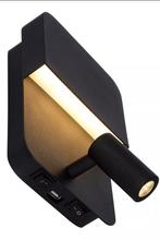 2 x Lucide Boxer LED wandlamp met USB zwart | € 30 set, Ophalen, Zo goed als nieuw, Metaal