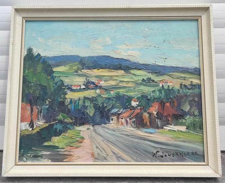 huile sur panneau ruelle signe Walter Jonckheere, Antiquités & Art, Art | Peinture | Classique, Enlèvement ou Envoi