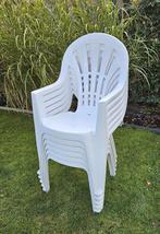 6 witte tuinstoelen, Tuin en Terras, Ophalen, Zo goed als nieuw, Stapelbaar