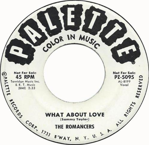 The Romancers  – What About Love " Popcorn ' 7 ", CD & DVD, Vinyles Singles, Utilisé, Single, R&B et Soul, 7 pouces, Enlèvement ou Envoi