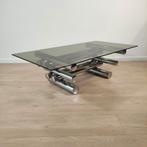 Vintage salontafel in chroom - Paul Mayen, Huis en Inrichting, Tafels | Salontafels, Ophalen, Gebruikt, Glas, Vintage