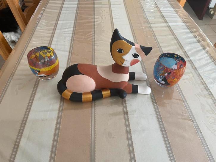 Beeldje  en twee theelichtjes risina wachtmeister, Antiek en Kunst, Kunst | Overige Kunst, Ophalen of Verzenden