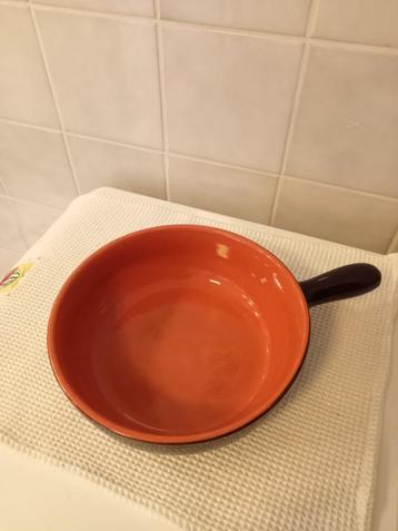 oude geglazuurde braadpan/fonduepan „Terre à feu”, diam 25cm beschikbaar voor biedingen