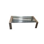 vintage retro glazen salontafel, Huis en Inrichting, Ophalen, Minder dan 45 cm, Gebruikt, Metaal of Aluminium