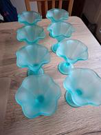 8 ijscoupes : mat blauw/ turquoise  glas, Huis en Inrichting, Ophalen of Verzenden, Glas