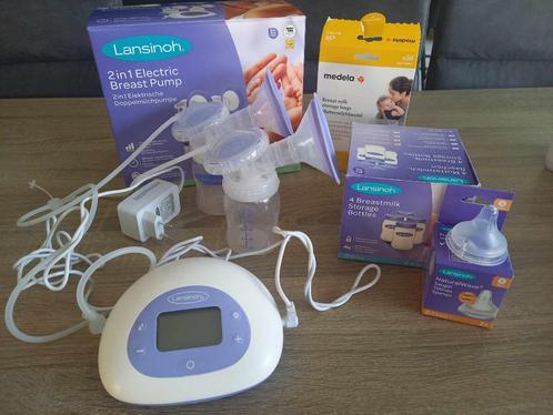 dubbele borstkolf lansinoh (in garantie) met toebehoren !, Kinderen en Baby's, Babyvoeding en Toebehoren, Zo goed als nieuw, Borstkolf