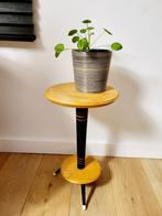 Tripod vintage plantenstandaard of tafeltje met 2 etages, Ophalen, Hout