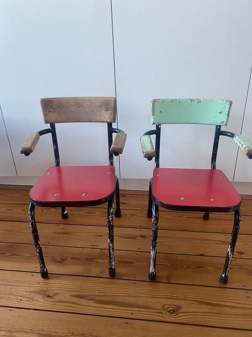 Paire de chaise pour enfants vintage, Maison & Meubles, Chaises, Comme neuf, Métal, Rouge